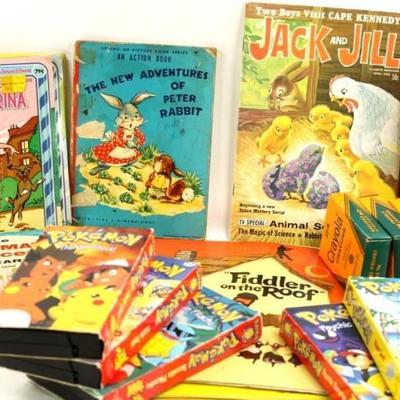 Lot of Vintage Children's Items incl Jack and Jill, Peter Rabbit, Pokemon, Crayola, and More