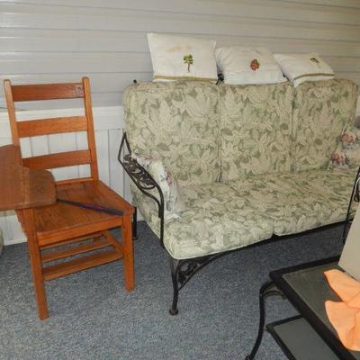 School desk, patio furniture