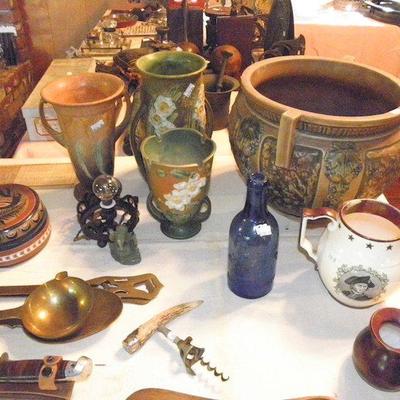 Selection of Roseville pottery