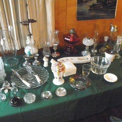 Antique and vintage glass and lamps