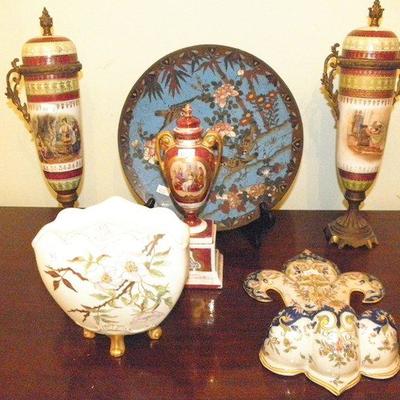 European porcelain and Meiji cloisonne