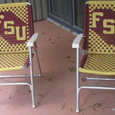 Pair Aluminum FSU woven Chairs