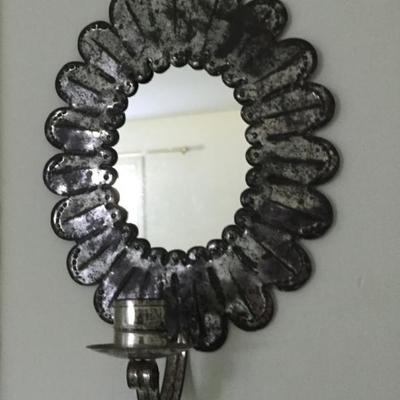 Metal Mirror with Candle Holder.
