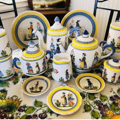 Quimper French Faience dinnerware and serving pieces
