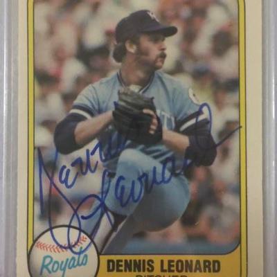 Signed 1981 Fleer Dennis Leonard Baseball Card Kan ...
