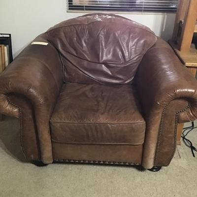 Overstuffed leather chair 