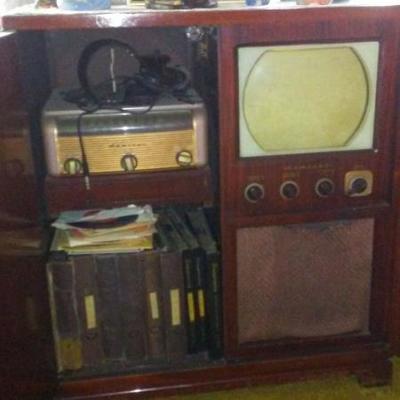 Admiral combination tv, radio and record player along w/78s