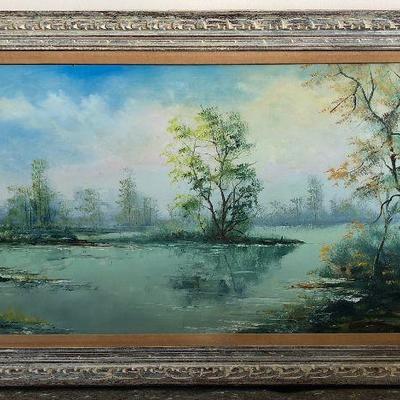 ICT008 Artist A. Van Gal Original Pond Scenery Painting