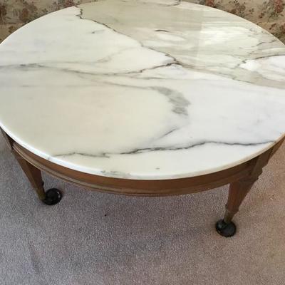 Vintage Marble top Coffee table  35.5 diameter 