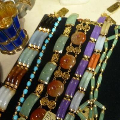 Persian turquoise and jadeite in 14K