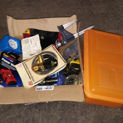 Box of Misc Tools and Plastic Shoebox