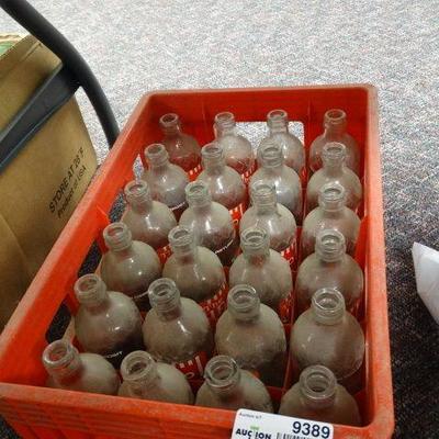 24 glass pop shoppe bottles w crate