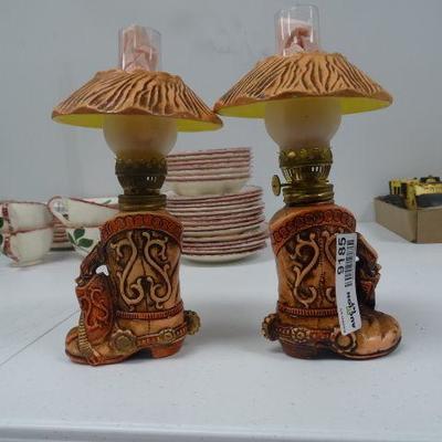 Ceramic cowboy boot oil lamps