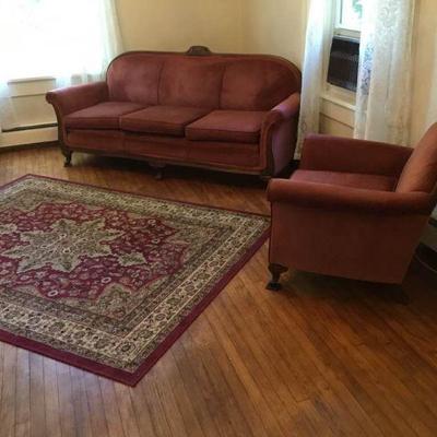 Sofa, Chair, and Rug Lot