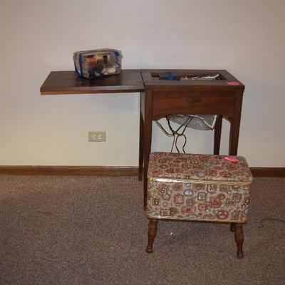 Vintage Sewing Machine, Cabinet, & Accessories