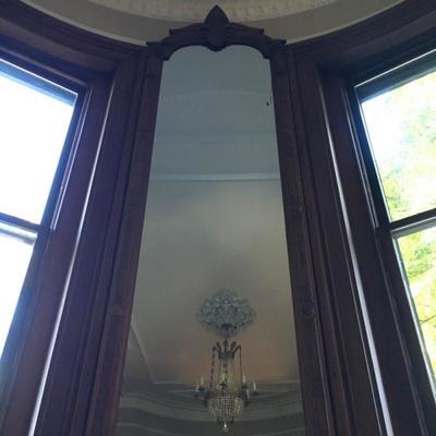 19th c Floor to Ceiling Mirror with Carved Frame