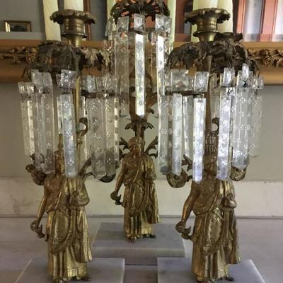 American Late Classical Gilt Bronze Girandole Garniture  1850's Sultan Theme