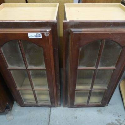 2 wall cabinets w glass