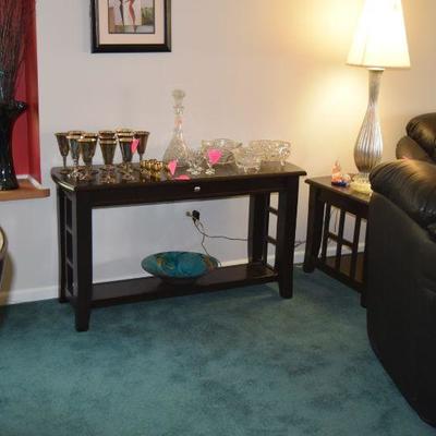 Side Table, Glass Serveware, Vase, Floral Arrangement, Table Lamp, Home Decor