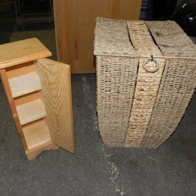 Wicker Storage Basket and wooden box