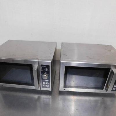 2 Amana Commercial Stainless Steel Microwaves