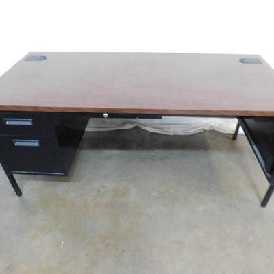 Wood Office Desk with Metal Base