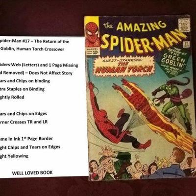 AMAZING SPIDER-MAN #17 â€“ The Return of the Green Goblin, Human Torch Crossover
BOOK:	Spiders Web (Letters) and 1 Page Missing (Ad...