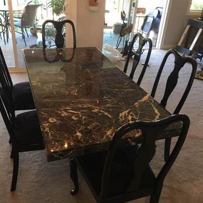 Marble Dining Table with 6 Chairs