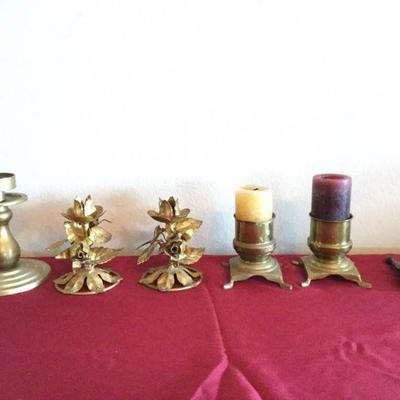 Set of Antique Brass Candle Holders