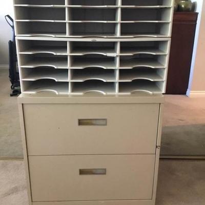 Two Drawer File Cabinet with Cubbie Top