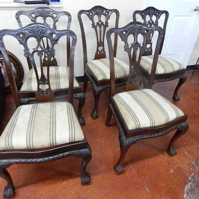 5 antique Ball & Claw dining chairs