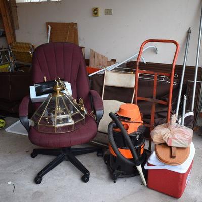 Office Chair, Chandelier, Moving Dolly, Cooler, Shop Vac