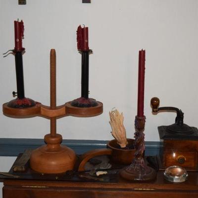 Wood-Crafted Candle Holders, Misc. Wood Items