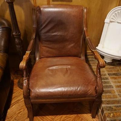 Leather Chair with Wooden arms and legs