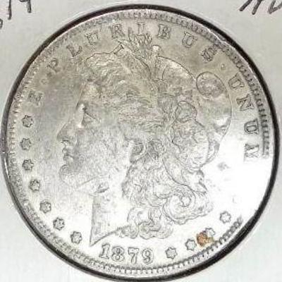 1879 Morgan Silver Dollar, AU Detail