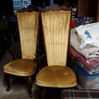 ANTIQUE CHAIRS- GOLD AND WOOD (2)