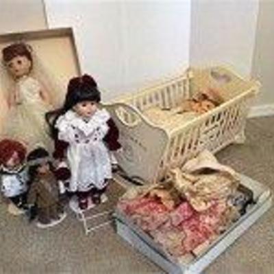Vintage Dolls and Cradle