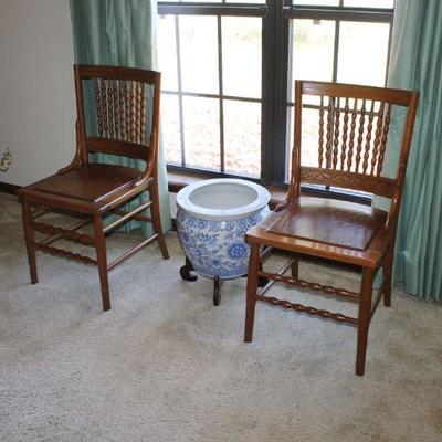 Blue and white pot has been sold, chairs are still available 