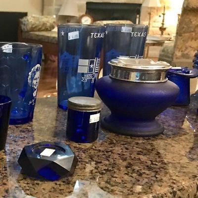 Cobalt blue glassware.