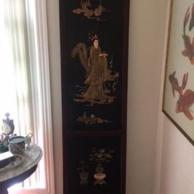 Antique Chinese Hand-Carved Bone Hanging Print (approx (24