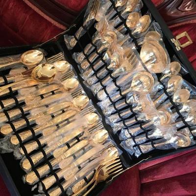 Gold Electro Plated Flatware  54 pieces Price $ 48
