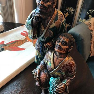 Asian men Handpainted Ceramic Figurine ESTATE SALE PRICE $20