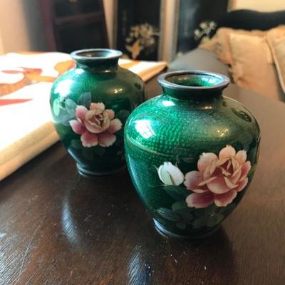 Antique Japanese Enameled CloisonnÃ© Wireless Silver Vase (approx 4