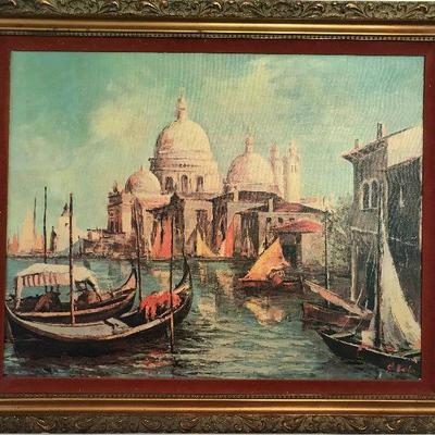 Gondolas in the Grand Canal Italy Art Print (approx 30