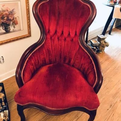 Red Velvet American Victorian Tufted Chair $70 x 2