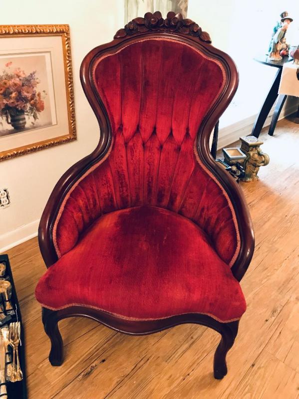 Red Velvet American Victorian Tufted Chair $70 x 2