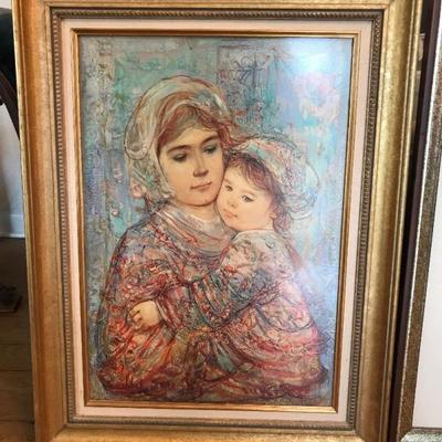 "Vivian and Child" signed Edna Hibel Exclusive framed lithograph on board Limited Edition 553 of 1000. Small (approx 24" x...