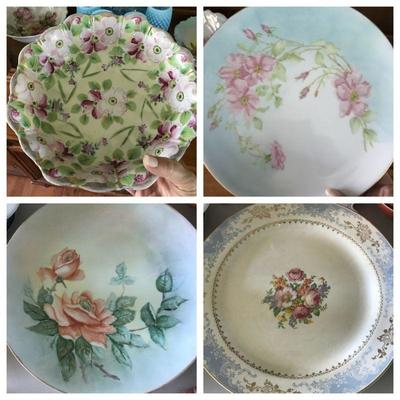 assorted vintage glassware, hand painted plates, bowls (Bavaria, Germany, etc.)