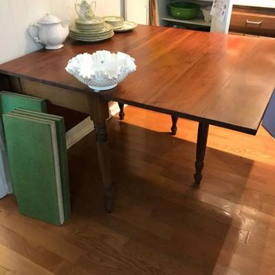 beautiful antique walnut drop leaf dining table with set of custom pads