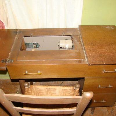 Vintage Sewing machine desk with Chair